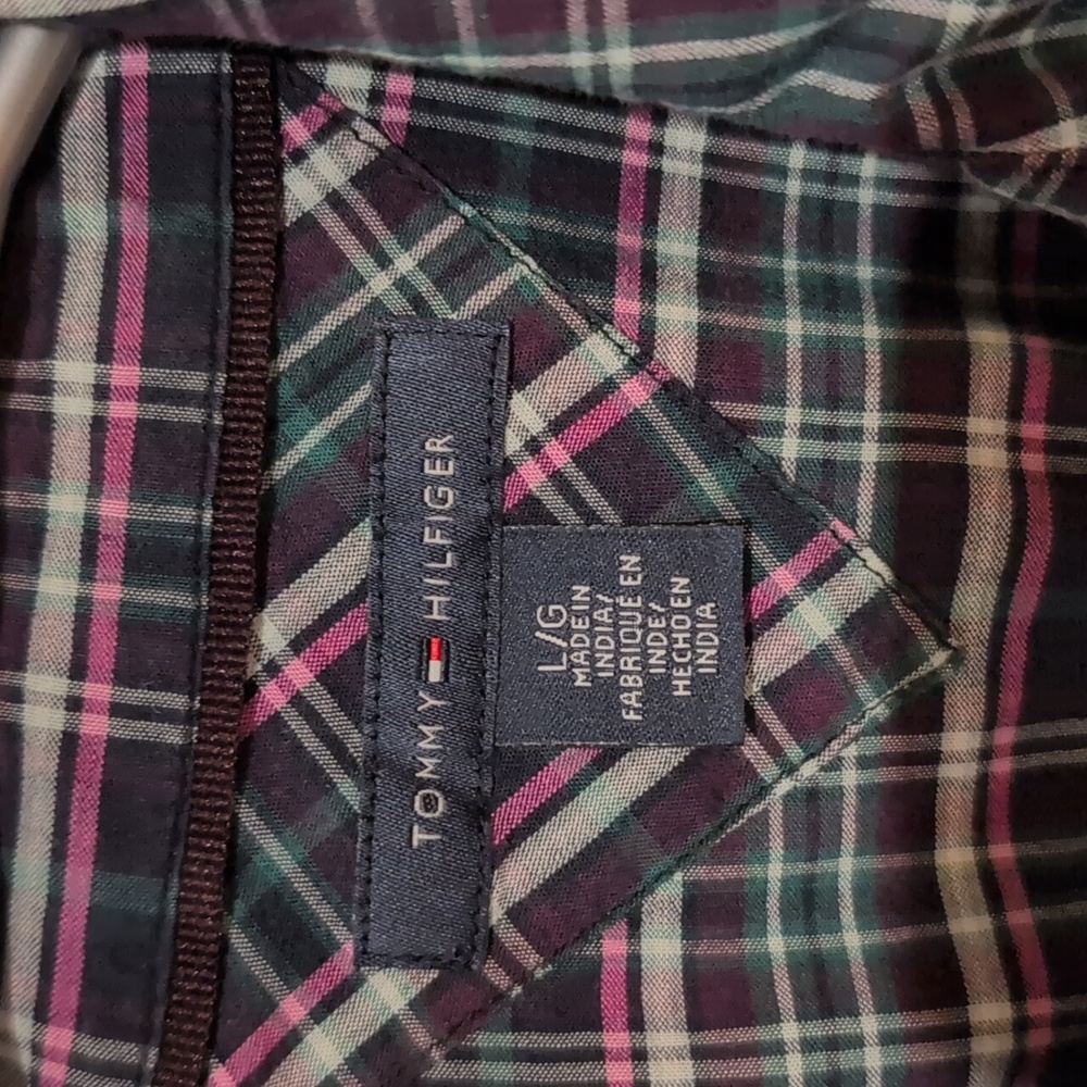 Tommy Hilfiger Dark Green and Pink Checkered Shirt - Picture 3 of 3
